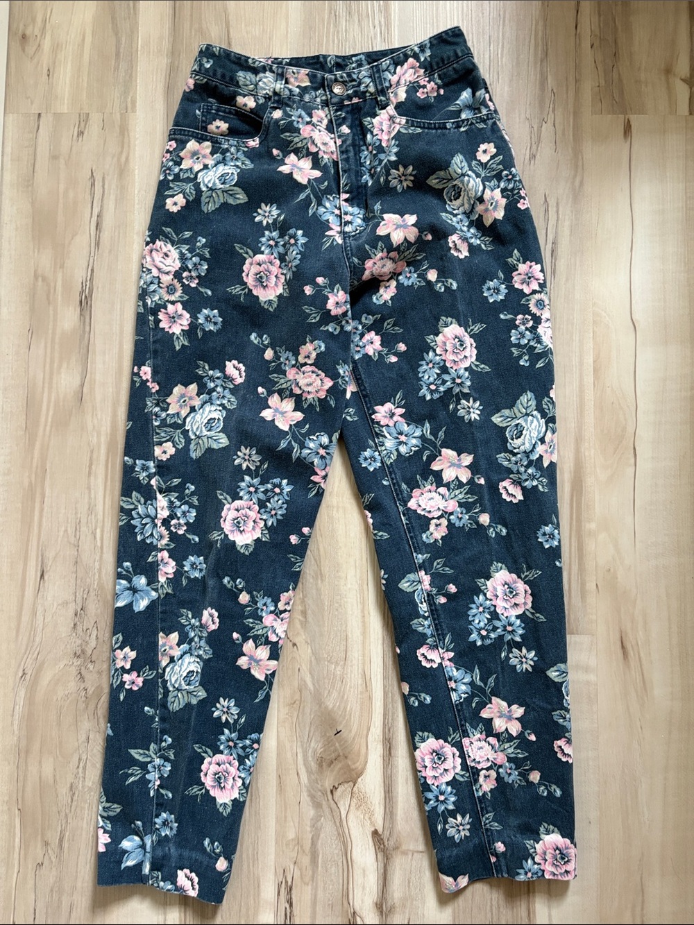 VTG 90s Talbots Floral Print High Waist Denim Jeans Size 6